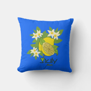 Citron avec fleurs lancer oreiller