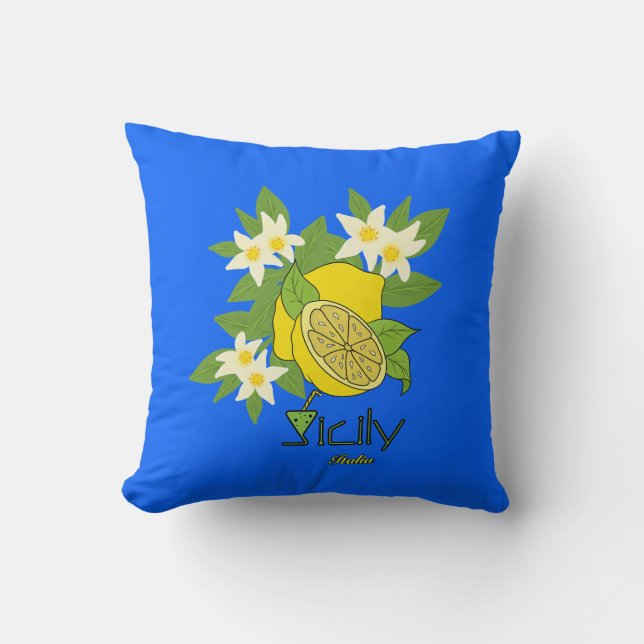 Citron avec fleurs lancer oreiller (Recto)