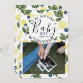 Citron bleu bleuet Boy Faire-part de grossesse (Devant / Derrière)