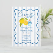 Citron bleu Italie Ciao Baby shower Invitation (Debout devant)