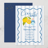 Citron bleu Italie Ciao Baby shower Invitation (Devant / Derrière)