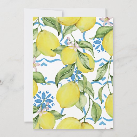 Citron Carrelage bleu Méditerranée Invitation d'an (Dos)