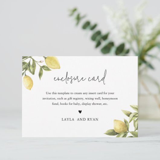 CITRON Citrus Behuizing Invoegen Kaart 5 "x3.5" (Staand voorkant)