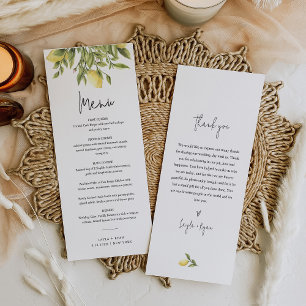 CITRON Citrus Bruiloft Diner Menu