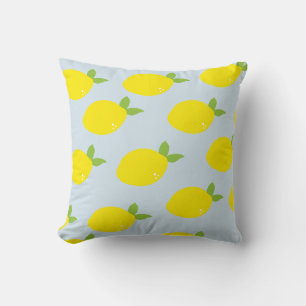 Citron Citrus Motif Sky Blue Coussin