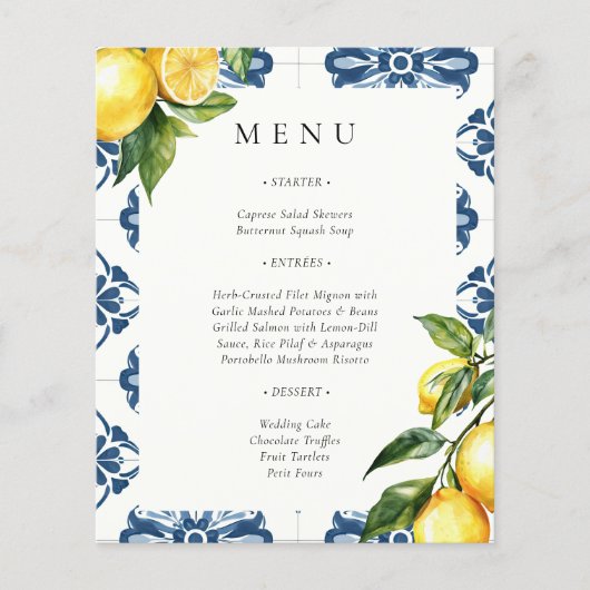 Citron Citrus Positano Menu Mariage italien (Devant)