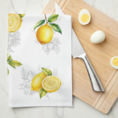 Citron & Fruit Serviette de cuisine blanc gris jau (Quart Plié)