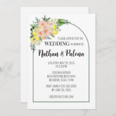 Citron jaune et Faire-part de mariage rose (Devant / Derrière)