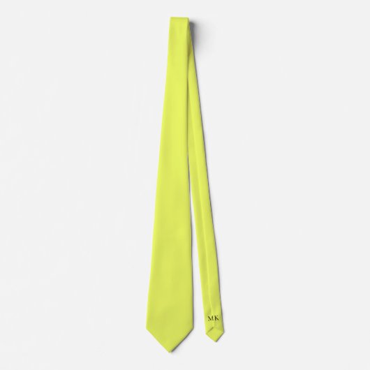 Citron jaune Initiales cachées Cravate couleur sol (Devant)