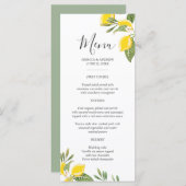 Citron Mariage Menu Feuillage Élégant Citrus Rusti (Devant / Derrière)