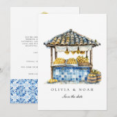 Citron Méditerranéen Sauvegarder La Carte Mariage  (Devant / Derrière)