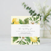 Citron moderne | Faire-part de mariage Carré jaune (Debout devant)