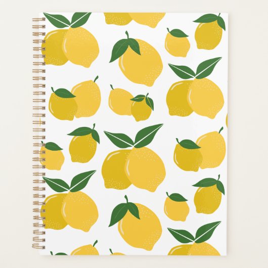 Citron Motif Fruit Rétro Jaune Sur Blanc (Devant)