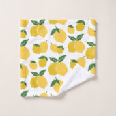 Citron Motif Fruit Rétro Jaune Sur Blanc (Gant de toilette)
