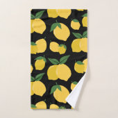 Citron Motif Fruit Rétro Jaune sur Noir (Serviette à main)