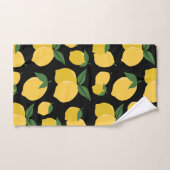Citron Motif Fruit Rétro Jaune sur Noir (Serviette à main)