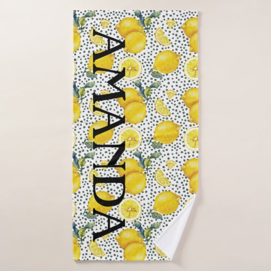 Citron Motif Nom personnalisé Serviette de bain (Serviette de bain)