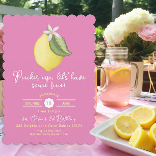 Citron rose Invitation d'anniversaire - Citronade 