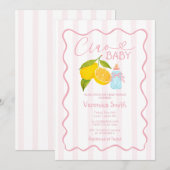 Citron rose Italie Ciao Baby shower Invitation (Devant / Derrière)