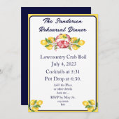 Citron rouge Crabe ébullition Invitation Marine bl (Devant / Derrière)