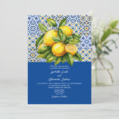 Citron sicilien Faire-part de mariage bleu italien (Debout devant)