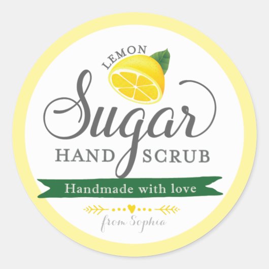 Citron sucrier Étiquettes Custom Round Mason Jar (Devant)