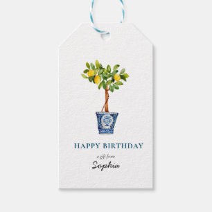 Citron topiary Joyeux Anniversaire étiquettes cade