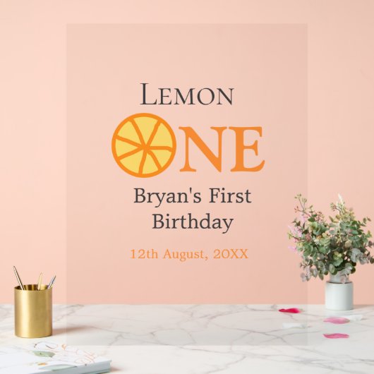 Citron un heureux 1er anniversaire orange gris rét (Mariage)