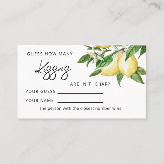 Citron vert Combien de Baisers Cartes de Jeu (Devant)