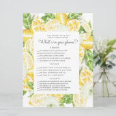 citronnier Baby shower téléphone carte de jeu (Debout devant)