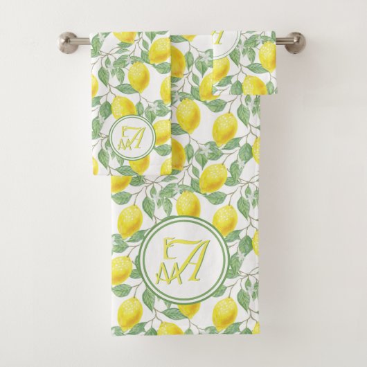 Citronnier Motif Monogramme Vert Jaune Décor (En situation)