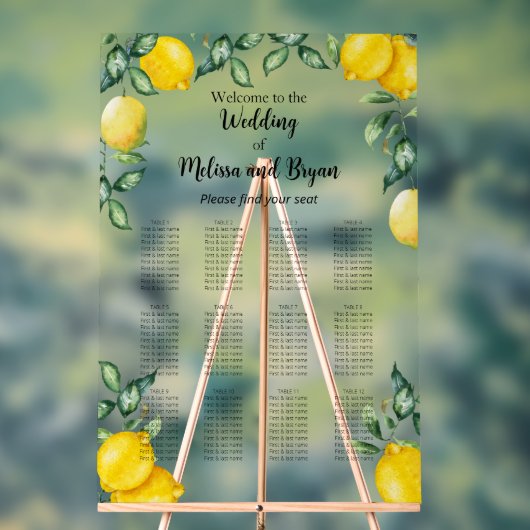 Citrons agrumes Mariage 12 tables tableau (Neutre)