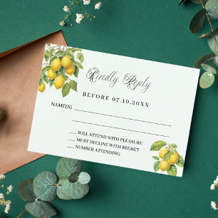 Citrons agrumes vert réponse mariage carte RSVP