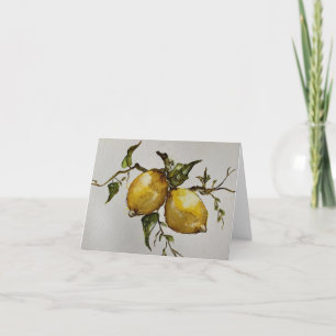 citrons aquarelle, 4 po x 5,6 po Carte de note pli