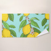 Citrons, Arrière - plan Bleu Vibrant sans couture. (Serviette de bain)