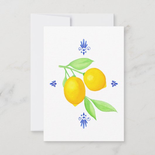 Citrons aux Cartes de remerciements de fleurs bleu (Devant)