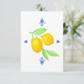 Citrons aux Cartes de remerciements de fleurs bleu (Debout devant)