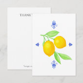 Citrons aux Cartes de remerciements de fleurs bleu (Devant / Derrière)