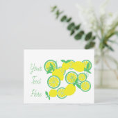 Citrons Bio Chanceux Carte Postale Funky (Debout devant)