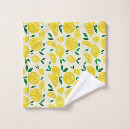 citrons d'aquarelle - jaune et vert (Gant de toilette)