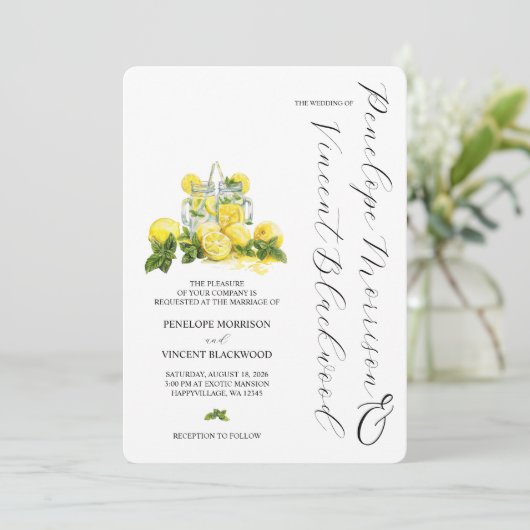 Citrons et Faire-part de mariage de limonade (Debout devant)