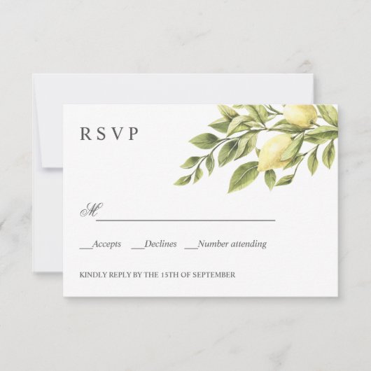 Citrons et feuille Boho MARIAGE classique RSVP (Devant)