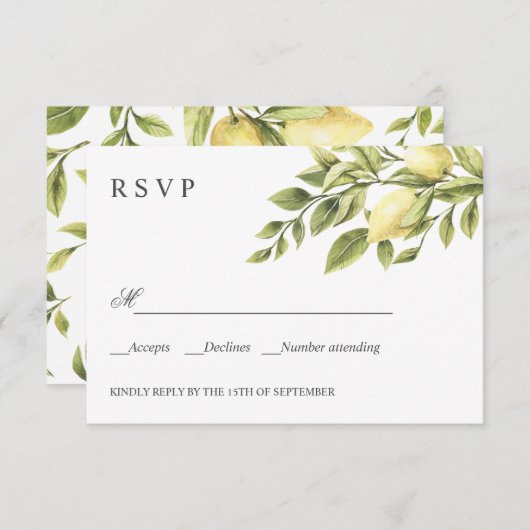 Citrons et feuille Boho MARIAGE classique RSVP (Devant / Derrière)