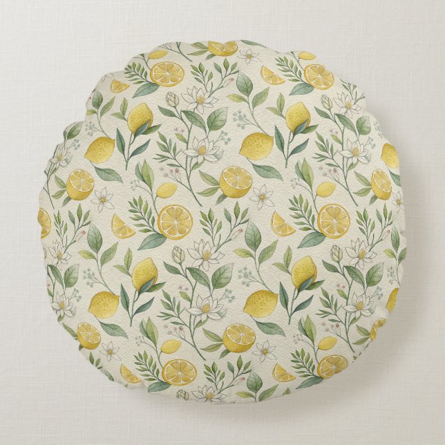 Citrons et fleurs Motif  Coussin (Devant)