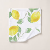 Citrons et fleurs rustiques d'aquarelle de pays (Gant de toilette)