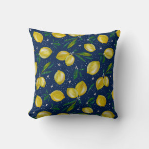 Citrons et Jacquard, oreiller à lancer réversible