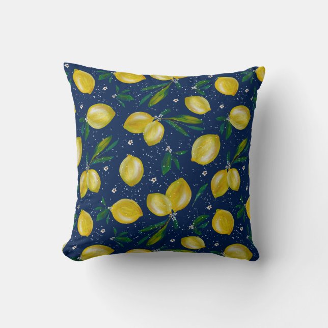 Citrons et Jacquard, oreiller à lancer réversible (Recto)
