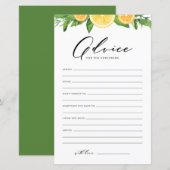 Citrons et oranges Conseils pour la carte des jeun (Devant / Derrière)