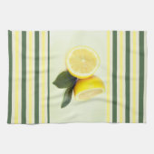 Citrons et rayures gaies Serviette de cuisine (Horizontal)