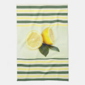Citrons et rayures gaies Serviette de cuisine (Vertical)
